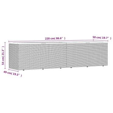 vidaXL Κουτί Αποθ. Κήπου Μαύρο 220x50x54cm Συνθ. Ρατάν/Μασίφ Ακακία