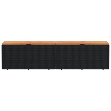 vidaXL Κουτί Αποθ. Κήπου Μαύρο 220x50x54cm Συνθ. Ρατάν/Μασίφ Ακακία