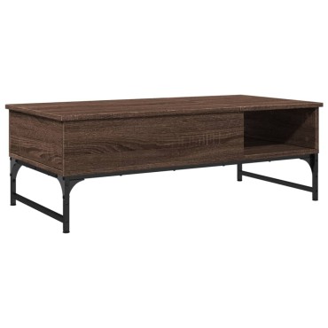 vidaXL Τραπεζάκι Σαλονιού Καφέ Δρυς 100x50x35cm Επεξ. Ξύλο/Μέταλλο 1 τεμ.