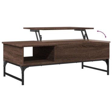 vidaXL Τραπεζάκι Σαλονιού Καφέ Δρυς 100x50x35cm Επεξ. Ξύλο/Μέταλλο 1 τεμ.