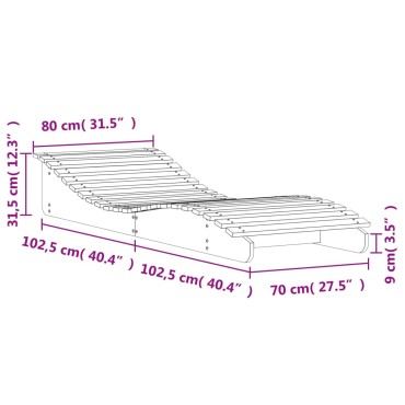 vidaXL Ξαπλώστρα 205x80x31,5cm από Μασίφ Ξύλο Πεύκου 1 τεμ.