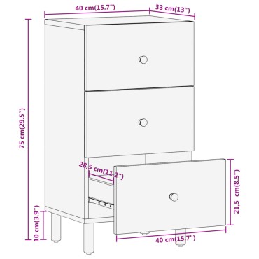 vidaXL Βοηθητικό Ντουλάπι 40x33x75cm από Μασίφ Ξύλο Μάνγκο 1 τεμ.