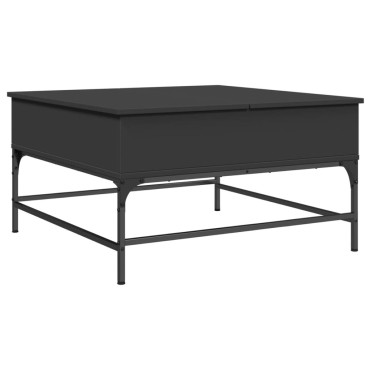 vidaXL Τραπεζάκι Σαλονιού Μαύρο 80x80x45cm Επεξεργασμένο Ξύλο+Μέταλλο 1 τεμ.