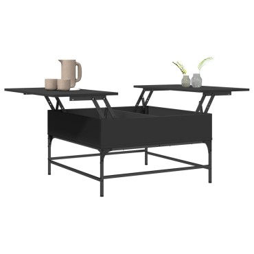 vidaXL Τραπεζάκι Σαλονιού Μαύρο 80x80x45cm Επεξεργασμένο Ξύλο+Μέταλλο 1 τεμ.
