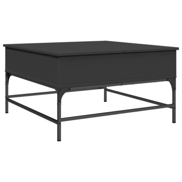vidaXL Τραπεζάκι Σαλονιού Μαύρο 80x80x45cm Επεξεργασμένο Ξύλο+Μέταλλο 1 τεμ.