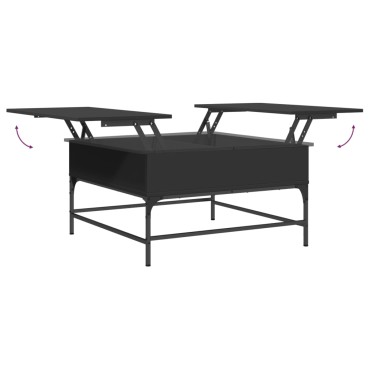 vidaXL Τραπεζάκι Σαλονιού Μαύρο 80x80x45cm Επεξεργασμένο Ξύλο+Μέταλλο 1 τεμ.