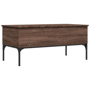 vidaXL Τραπεζάκι Σαλονιού Καφέ Δρυς 100x50x45cm Επ. Ξύλο/Μέταλλο 1 τεμ.