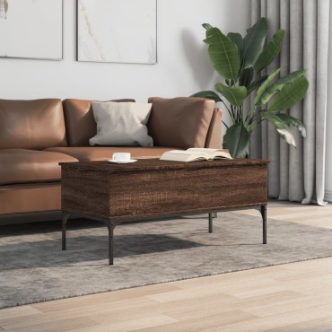 vidaXL Τραπεζάκι Σαλονιού Καφέ Δρυς 100x50x45cm Επ. Ξύλο/Μέταλλο 1 τεμ.