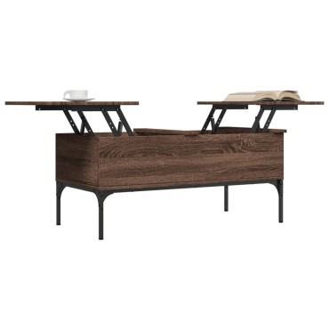 vidaXL Τραπεζάκι Σαλονιού Καφέ Δρυς 100x50x45cm Επ. Ξύλο/Μέταλλο 1 τεμ.