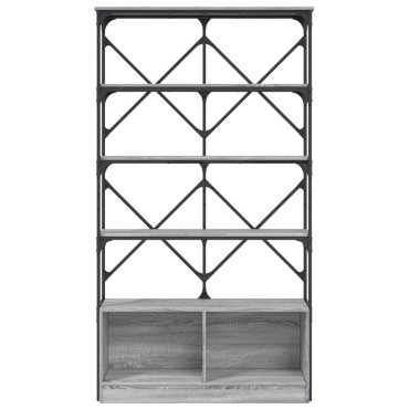 vidaXL Βιβλιοθήκη Γκρι Sonoma 100x26x180cm Επεξεργ. Ξύλο & Μέταλλο 1 τεμ.