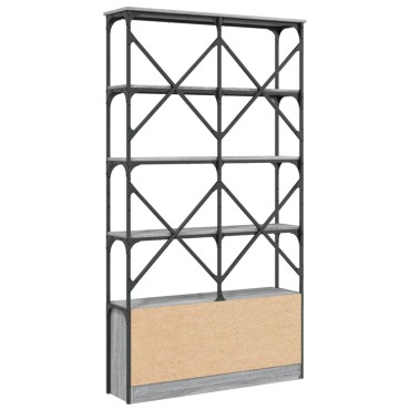 vidaXL Βιβλιοθήκη Γκρι Sonoma 100x26x180cm Επεξεργ. Ξύλο & Μέταλλο 1 τεμ.