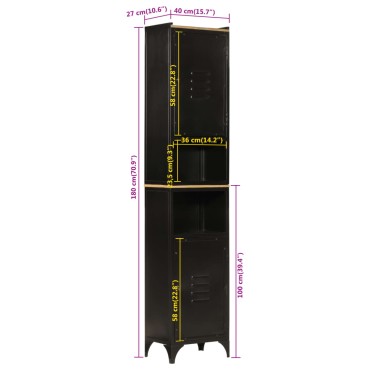 vidaXL Ντουλάπι Μπάνιου 40x27x180cm Σίδηρο και Μασίφ Ξύλο Μάνγκο 1 τεμ.