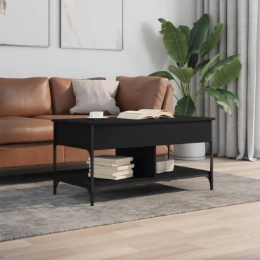 vidaXL Τραπεζάκι Σαλονιού Μαύρο 100x50x50cm Επεξ. Ξύλο & Μέταλλο 1 τεμ.