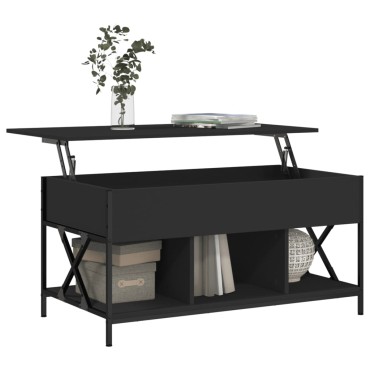 vidaXL Τραπεζάκι Σαλονιού Μαύρο 100x50x50cm Επεξ. Ξύλο & Μέταλλο 1 τεμ.