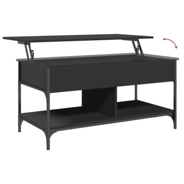 vidaXL Τραπεζάκι Σαλονιού Μαύρο 100x50x50cm Επεξ. Ξύλο & Μέταλλο 1 τεμ.