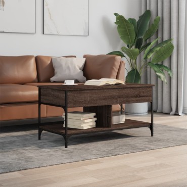 vidaXL Τραπεζάκι Σαλονιού Καφέ Δρυς 100x50x50cm Επεξ. Ξύλο/Μέταλλο 1 τεμ.
