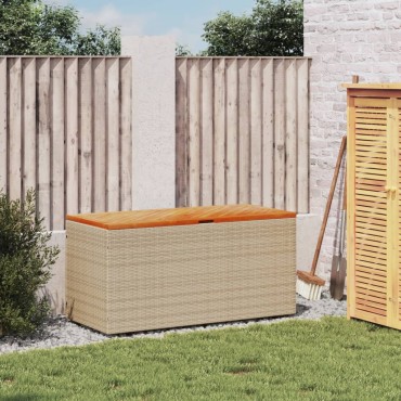 vidaXL Κουτί Αποθ. Κήπου Μπεζ 110x50x54cm Συνθ. Ρατάν/Μασίφ Ακακία