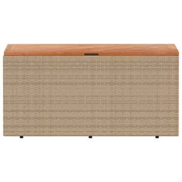 vidaXL Κουτί Αποθ. Κήπου Μπεζ 110x50x54cm Συνθ. Ρατάν/Μασίφ Ακακία
