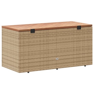 vidaXL Κουτί Αποθ. Κήπου Μπεζ 110x50x54cm Συνθ. Ρατάν/Μασίφ Ακακία