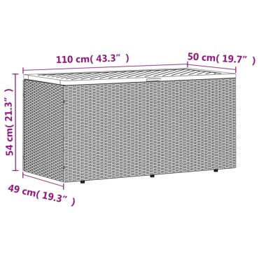 vidaXL Κουτί Αποθ. Κήπου Μαύρο 110x50x54cm Συνθ. Ρατάν/Μασίφ Ακακία