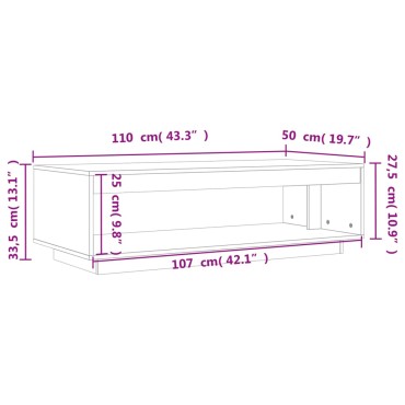 vidaXL Τραπεζάκι Σαλονιού Καφέ Κεριού 110x50x33,5cm Μασίφ Ξύλο Πεύκου 1 τεμ.