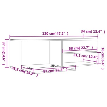vidaXL Έπιπλο Τηλεόρασης Καφέ Δρυς 120x34x37cm Επεξ. Ξύλο