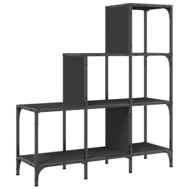 vidaXL Βιβλιοθήκη Μαύρη 92x30x102cm Επεξεργασμένο Ξύλο & Μέταλλο 1 τεμ.