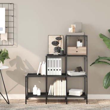vidaXL Βιβλιοθήκη Μαύρη 92x30x102cm Επεξεργασμένο Ξύλο & Μέταλλο 1 τεμ.