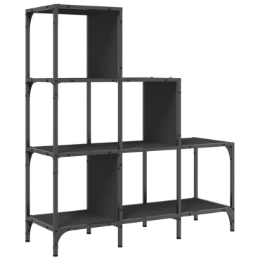 vidaXL Βιβλιοθήκη Μαύρη 92x30x102cm Επεξεργασμένο Ξύλο & Μέταλλο 1 τεμ.