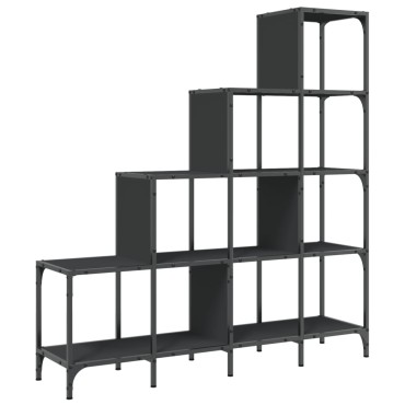 vidaXL Βιβλιοθήκη Μαύρη 122x30x132cm Επεξεργασμένο Ξύλο & Μέταλλο 1 τεμ.