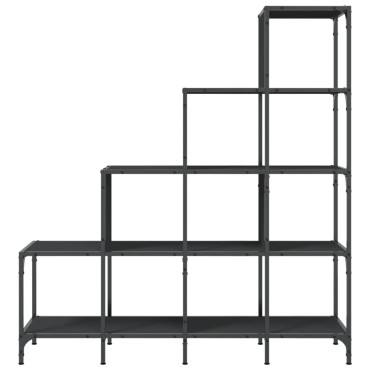 vidaXL Βιβλιοθήκη Μαύρη 122x30x132cm Επεξεργασμένο Ξύλο & Μέταλλο 1 τεμ.