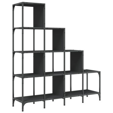 vidaXL Βιβλιοθήκη Μαύρη 122x30x132cm Επεξεργασμένο Ξύλο & Μέταλλο 1 τεμ.