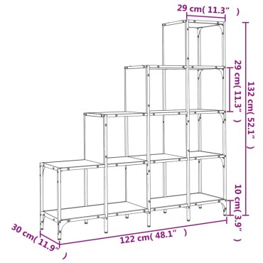 vidaXL Βιβλιοθήκη Μαύρη 122x30x132cm Επεξεργασμένο Ξύλο & Μέταλλο 1 τεμ.