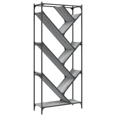 vidaXL Βιβλιοθήκη Γκρι Sonoma 79x30x180cm Επεξεργ. Ξύλο & Μέταλλο 1 τεμ.