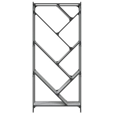 vidaXL Βιβλιοθήκη Γκρι Sonoma 79x30x180cm Επεξεργ. Ξύλο & Μέταλλο 1 τεμ.