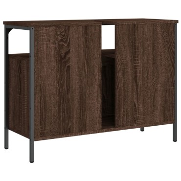 vidaXL Ντουλάπι Νιπτήρα Μπάνιου Καφέ Δρυς 80x30x60cm Επεξ. Ξύλο 1 τεμ.