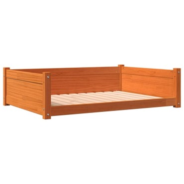vidaXL Κρεβάτι Σκύλου Καφέ Κεριού 105,5x75,5x28 εκ. Μασίφ Ξύλο Πεύκου