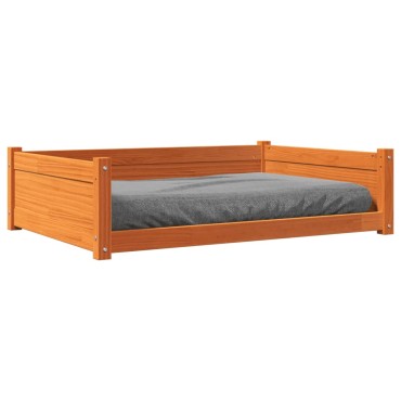 vidaXL Κρεβάτι Σκύλου Καφέ Κεριού 105,5x75,5x28 εκ. Μασίφ Ξύλο Πεύκου