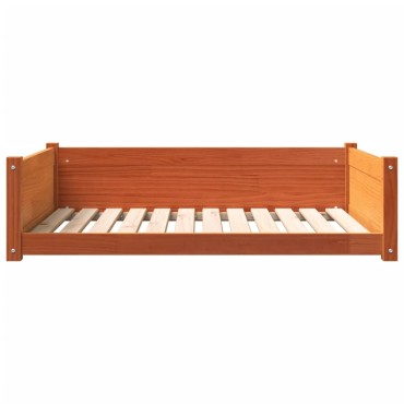 vidaXL Κρεβάτι Σκύλου Καφέ Κεριού 105,5x75,5x28 εκ. Μασίφ Ξύλο Πεύκου
