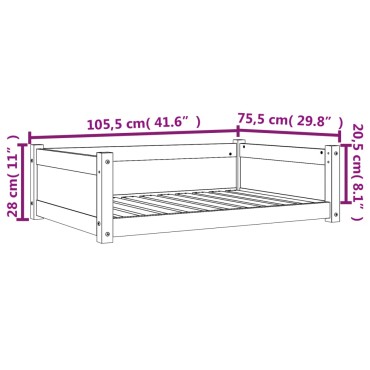 vidaXL Κρεβάτι Σκύλου Καφέ Κεριού 105,5x75,5x28 εκ. Μασίφ Ξύλο Πεύκου