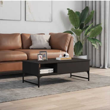 vidaXL Τραπεζάκι Σαλονιού Μαύρο 100x50x35cm από Επεξ. Ξύλο/Μέταλλο 1 τεμ.