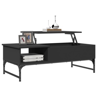vidaXL Τραπεζάκι Σαλονιού Μαύρο 100x50x35cm από Επεξ. Ξύλο/Μέταλλο 1 τεμ.