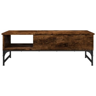 vidaXL Τραπεζάκι Σαλονιού Καπνιστή Δρυς 100x50x35cm Επ. Ξύλο/Μέταλλο 1 τεμ.