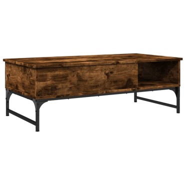 vidaXL Τραπεζάκι Σαλονιού Καπνιστή Δρυς 100x50x35cm Επ. Ξύλο/Μέταλλο 1 τεμ.