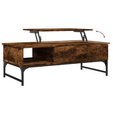 vidaXL Τραπεζάκι Σαλονιού Καπνιστή Δρυς 100x50x35cm Επ. Ξύλο/Μέταλλο 1 τεμ.