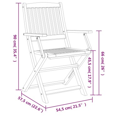 vidaXL Καρέκλες Κήπου Πτυσσόμενες 4 τεμ. 57,5x54,5x90cm Μασίφ Ακακία