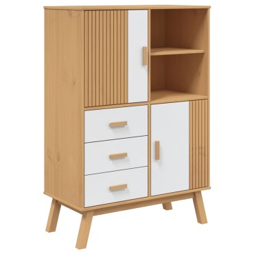 vidaXL Ντουλάπι OLDEN Λευκό και Καφέ 85x43x125cm Μασίφ Ξύλο Πεύκου 1 τεμ.