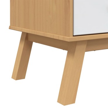 vidaXL Ντουλάπι OLDEN Λευκό και Καφέ 85x43x125cm Μασίφ Ξύλο Πεύκου 1 τεμ.