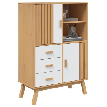 vidaXL Ντουλάπι OLDEN Λευκό και Καφέ 85x43x125cm Μασίφ Ξύλο Πεύκου 1 τεμ.