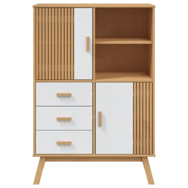 vidaXL Ντουλάπι OLDEN Λευκό και Καφέ 85x43x125cm Μασίφ Ξύλο Πεύκου 1 τεμ.